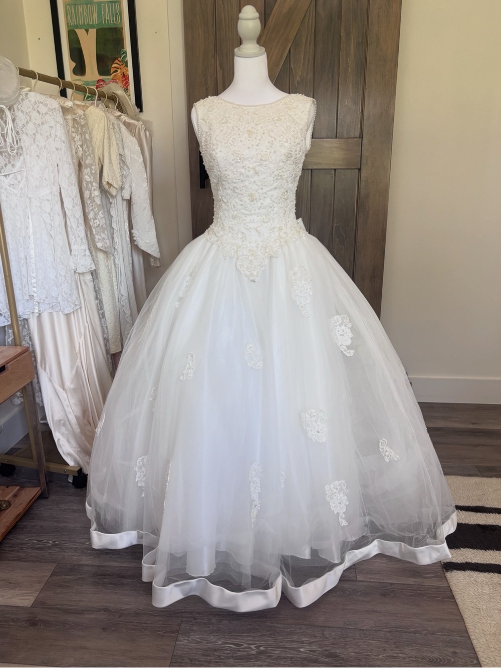 Mori Lee Ivory Beaded Lace Tulle Formal Dress